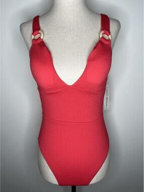 NWT Lucky Brand Women's Coral One-Piece Swimsuit Size Small